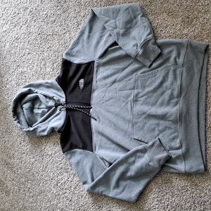 North Face Black and Grey Quarter Zip Hoodie Sweatshirt Men's Large